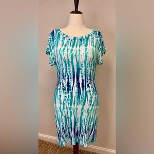 Tart Blue and White Midi Dress